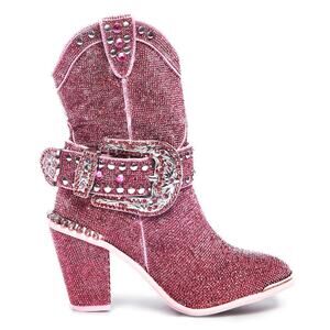 Club Exx Dolls Kill Pink Sharp Sheriff Shine Cowboy Boots Rhinestone Sz 9